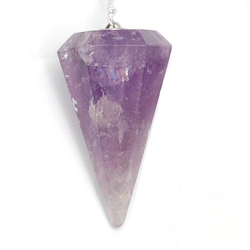 Faceted Amethyst Crystal Pendulum (Imperfections, Brazil)