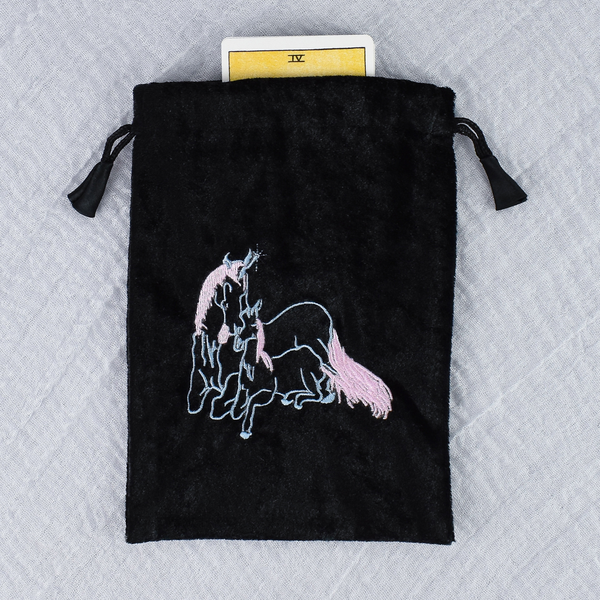 Unicorn Black Velvet Tarot / Oracle Card Bag