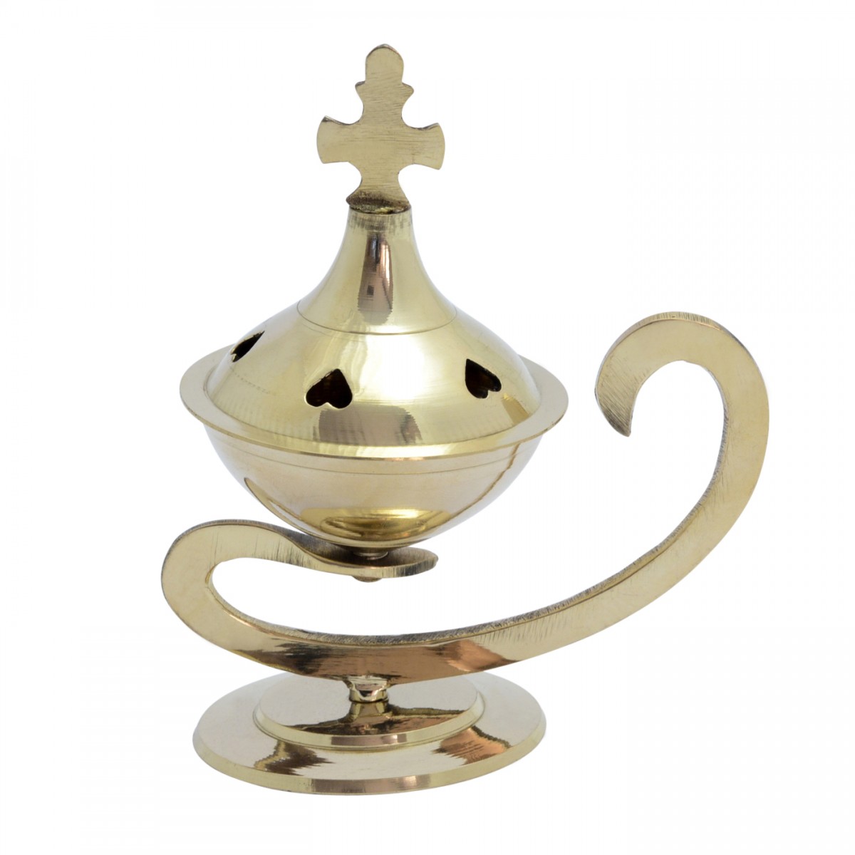 Brass Burner with Hearts & Handle
