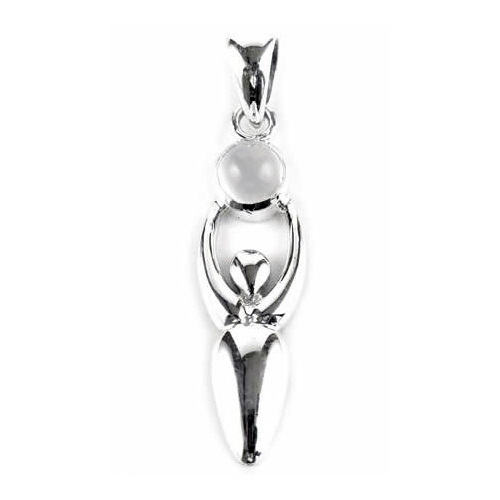 Small Goddess Moonstone Pendant (Sterling Silver)