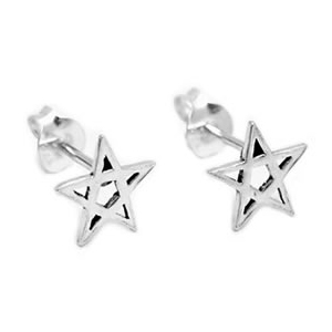 Small Pentagram Stud Earrings (Sterling Silver)