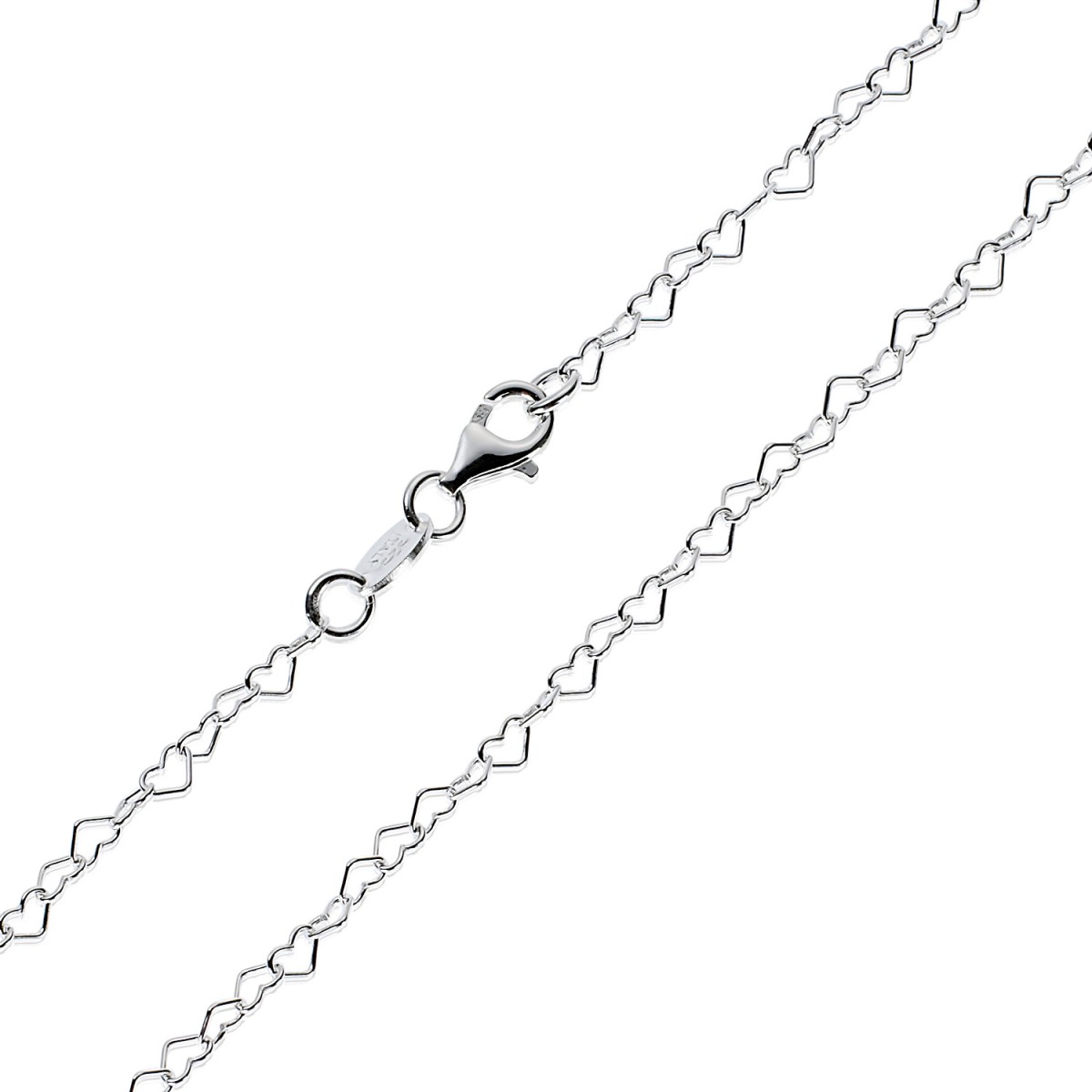 Sterling Silver Heart Linked Chain - 20 inch / 50 cm