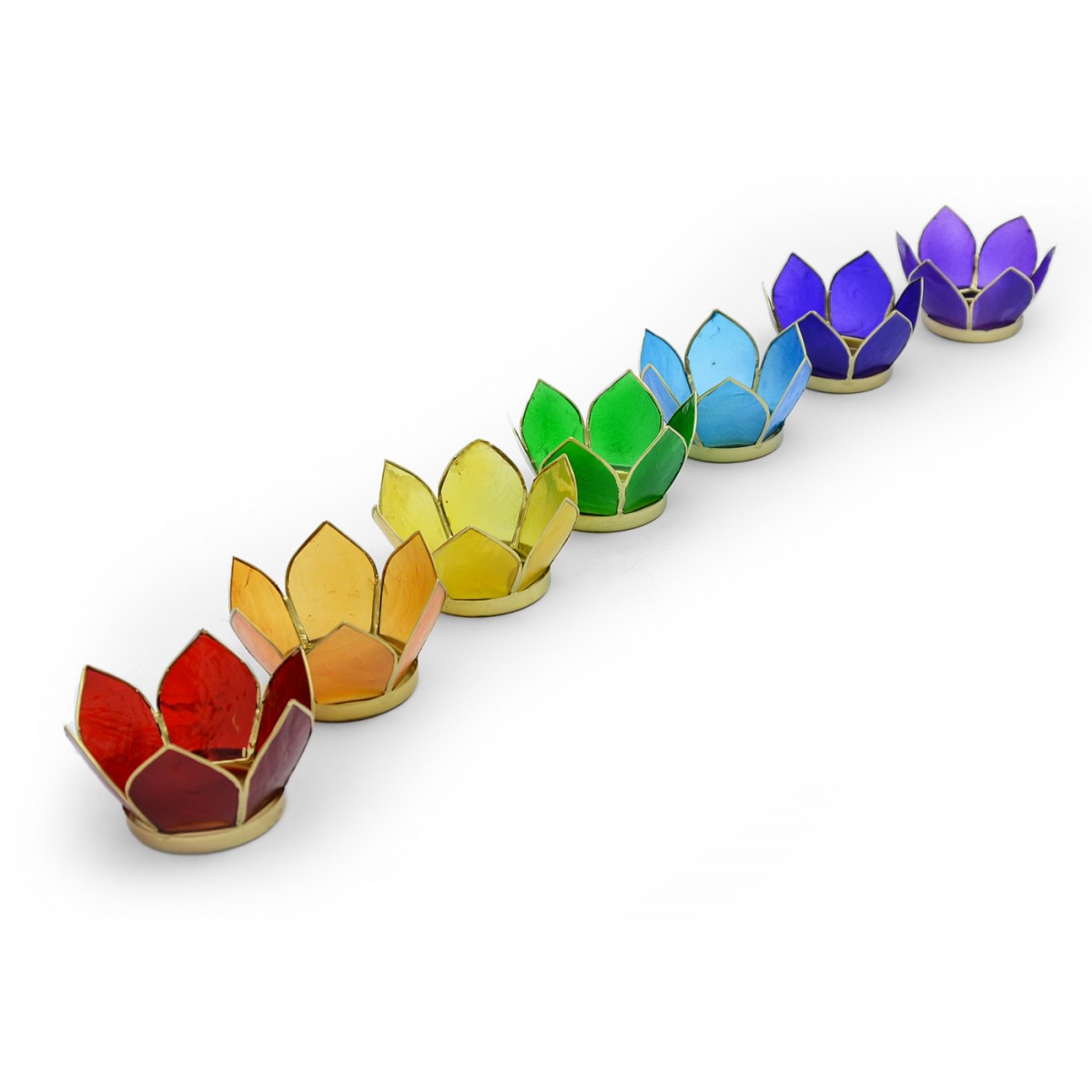 Set of 7 Mini Lotus Chakra Tea-Light Holders