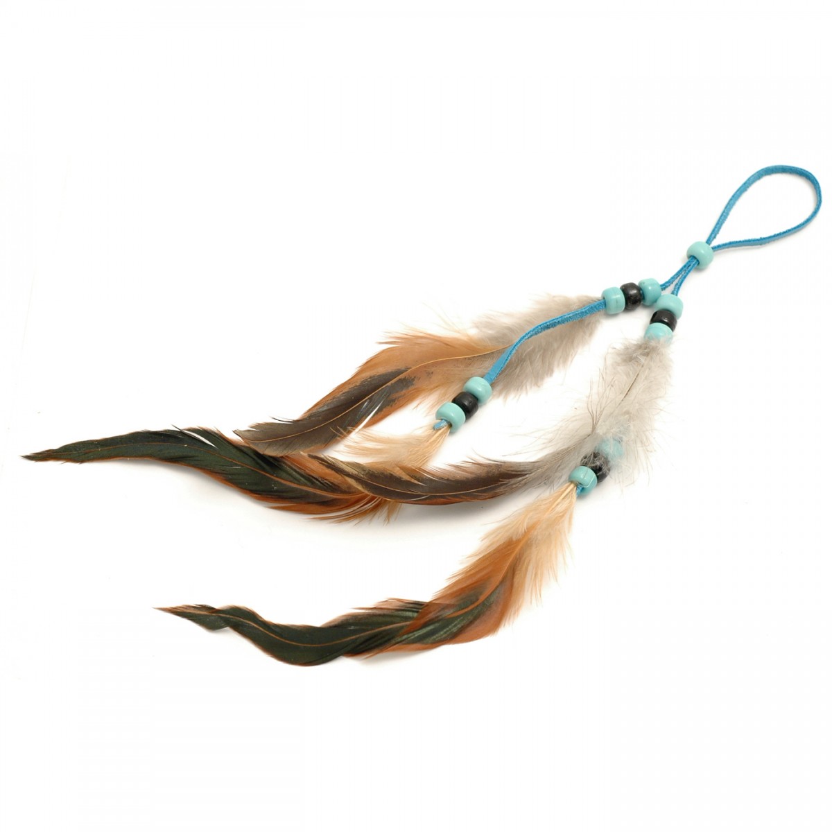 Long Turquoise Decorative Feather Adornment by Sheryl Kee - Navajo Tribe