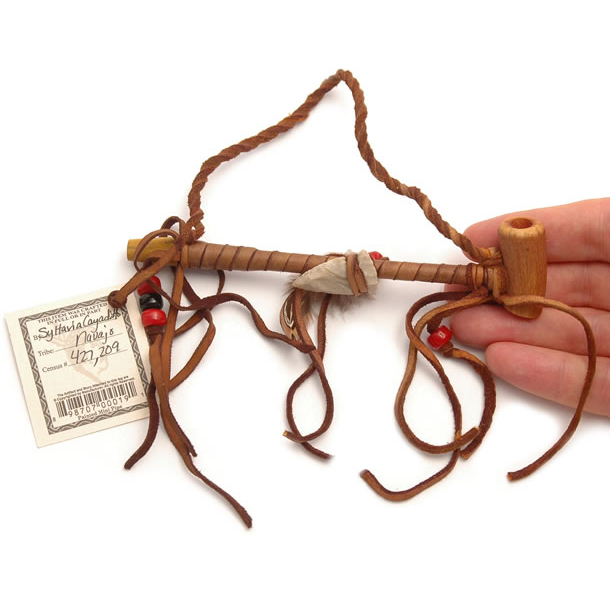 Small Navajo Antler Pipe - Signed by Navajo Artist