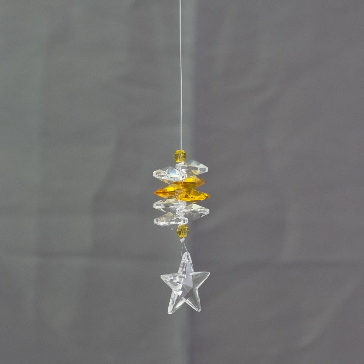 Lead Crystal Star with Yellow Cascade