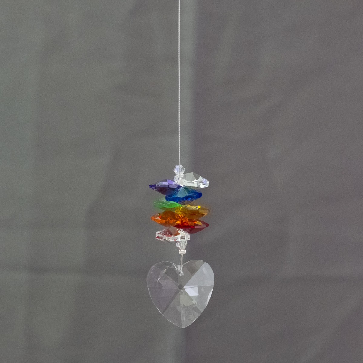 Lead Crystal Heart with Chakra Cascade