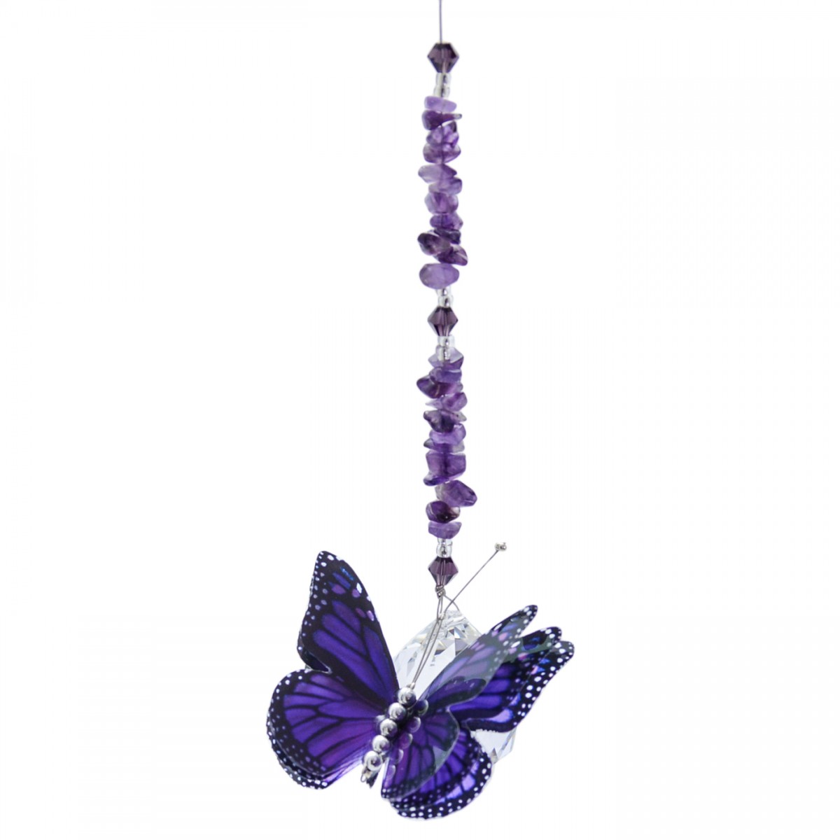 Lead Crystal Ball Butterfly - Purple