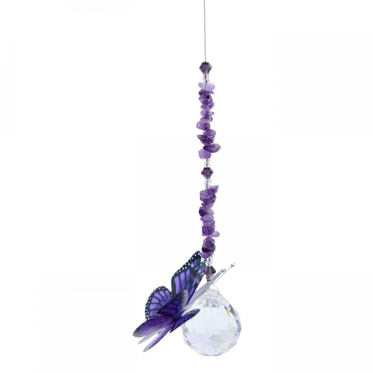 Lead Crystal Ball Butterfly - Purple
