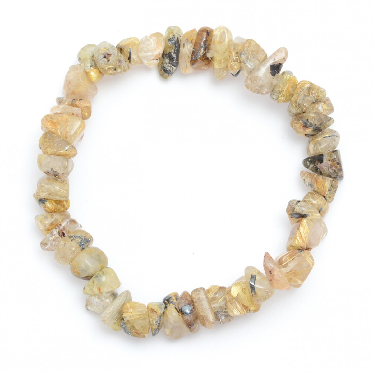 Rutilated Quartz Crystal Chip Bracelet