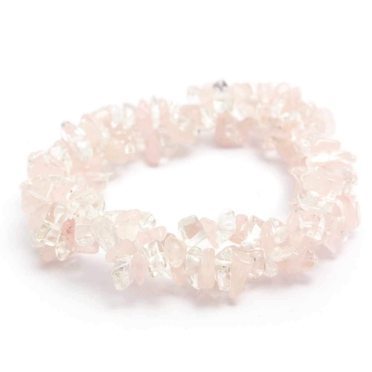 Rose Quartz & Clear Quartz Chunky Chip Bracelet