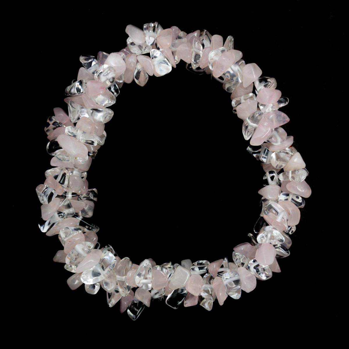 Rose Quartz & Clear Quartz Chunky Chip Bracelet