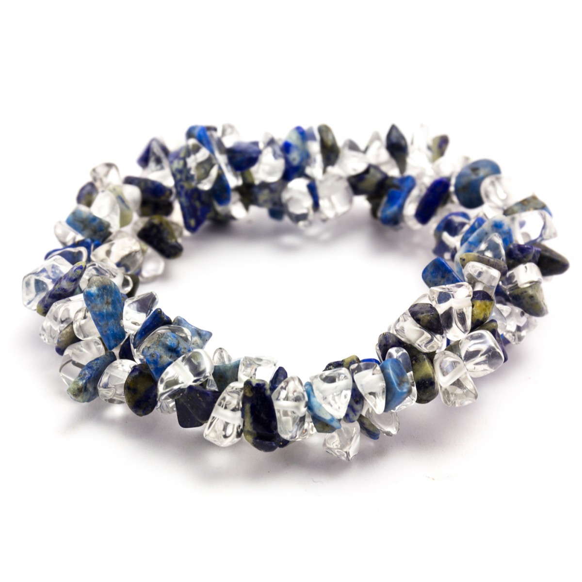 Lapis Lazuli & Clear Quartz Chunky Chip Bracelet