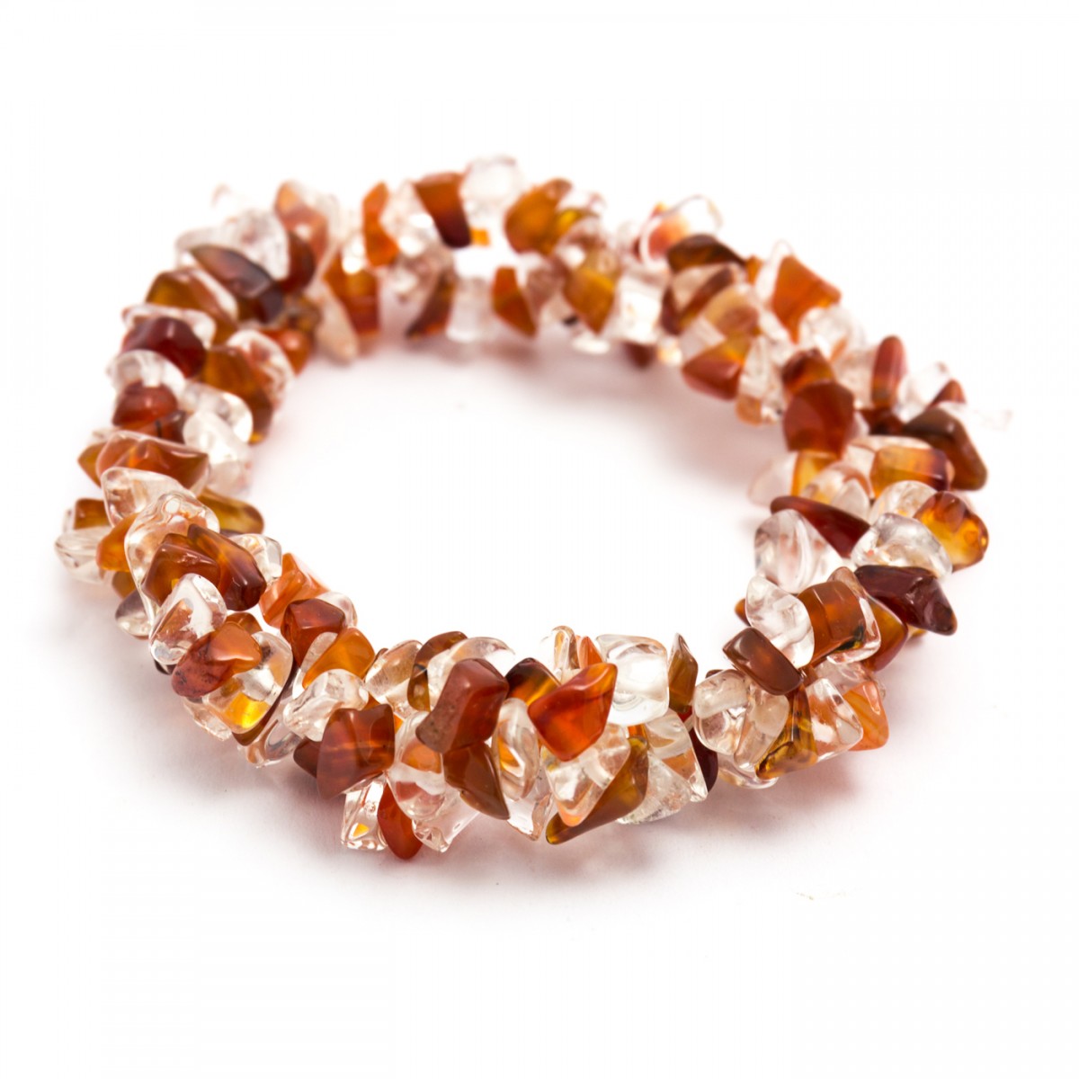 Carnelian & Clear Quartz Chunky Chip Bracelet