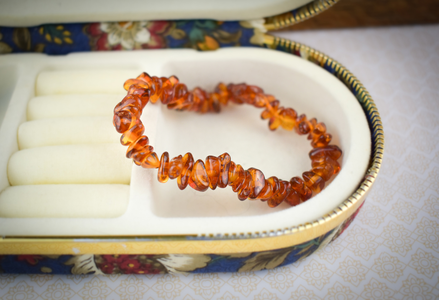 Cognac Baltic Amber Chip Bracelet