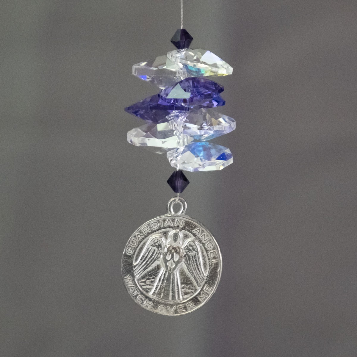 Lead Crystal Sun Catcher with Guardian Angel Disc