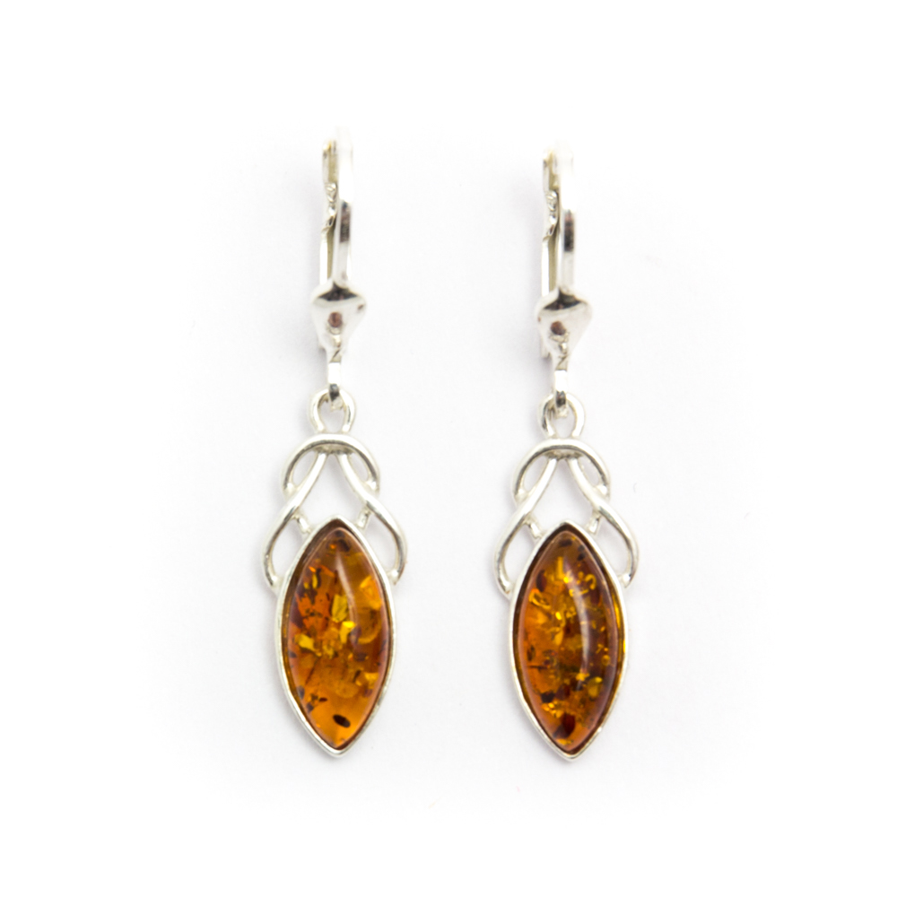 Baltic Amber Drop Earrings (Sterling Silver)