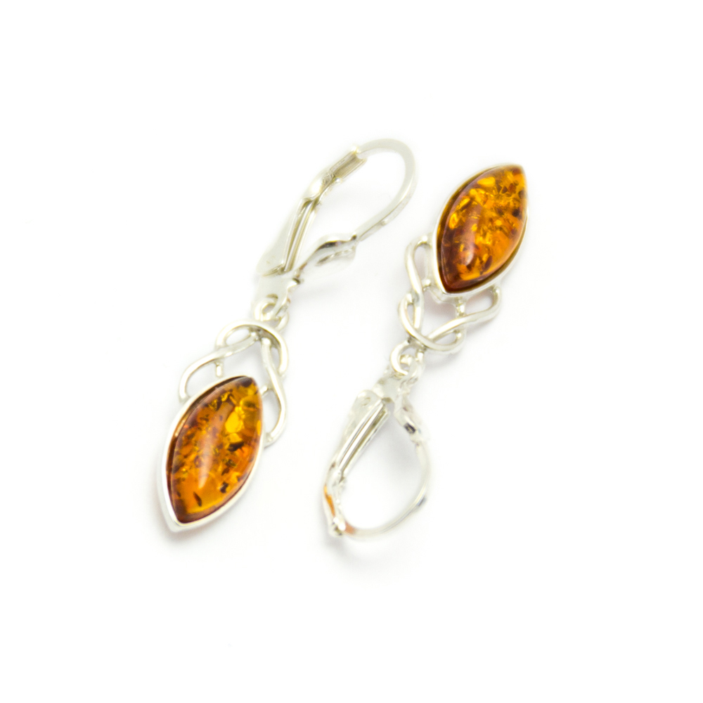 Baltic Amber Drop Earrings (Sterling Silver)