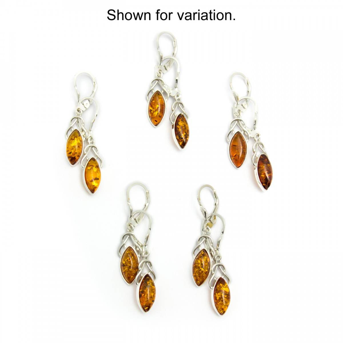 Baltic Amber Drop Earrings (Sterling Silver)