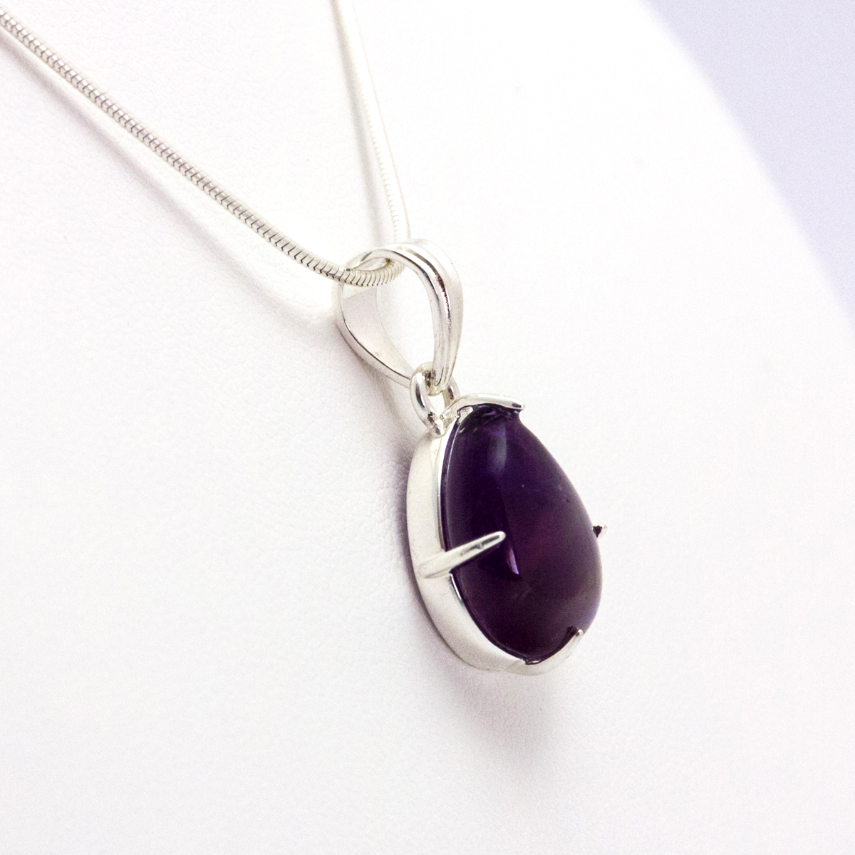 Banded Amethyst Teardrop Pendant