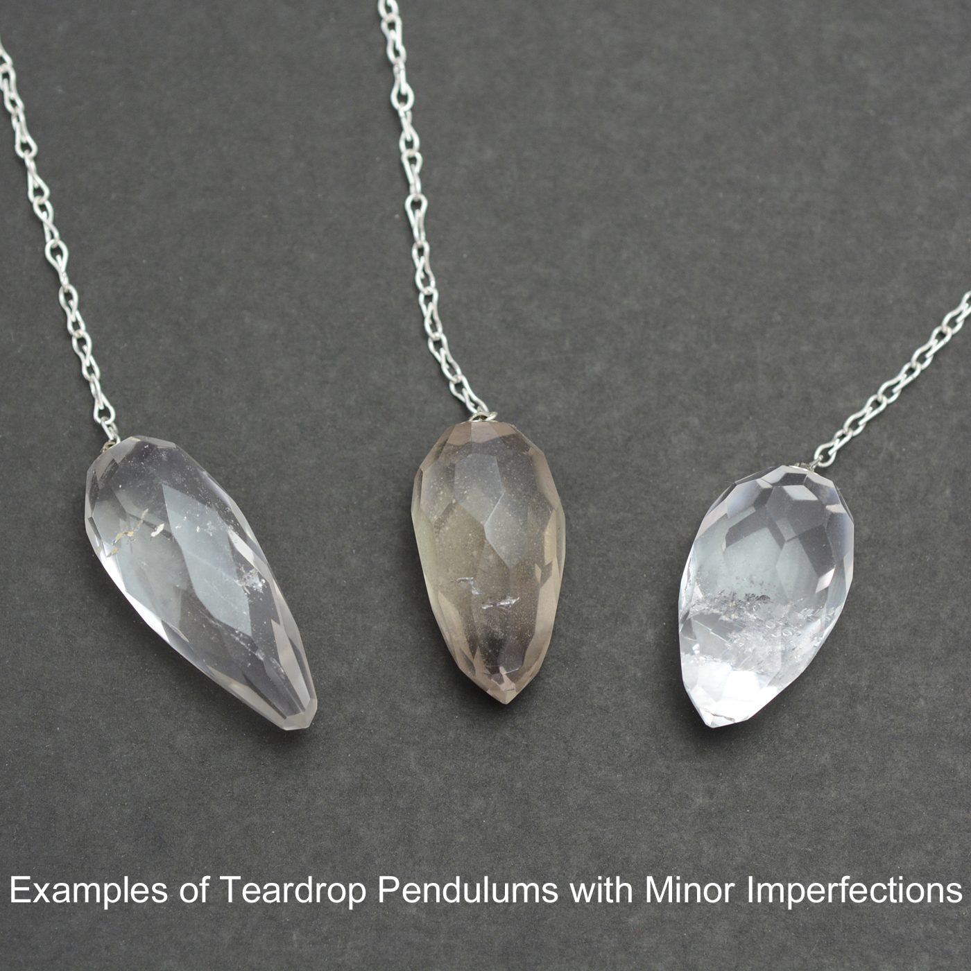 Faceted Clear Quartz Tear Drop Pendulum (Imperfections, Brazil)