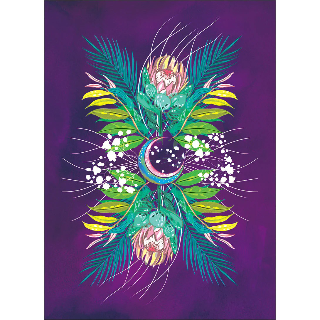 Floral Moon Greeting Card (All Occasions)