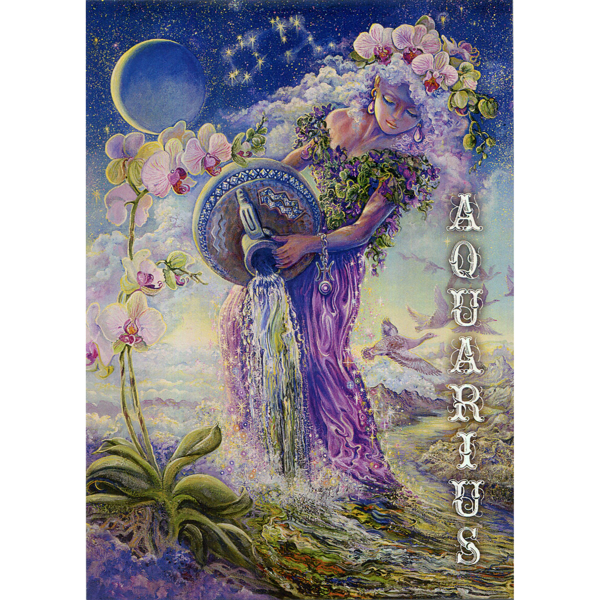 Aquarius Greeting Card (January 20 - February 18) by Josephine Wall