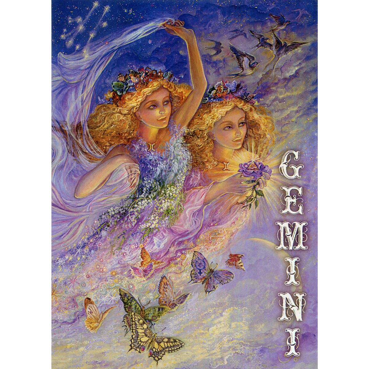 Gemini Greeting Card (May 22 - June 21) by Josephine Wall