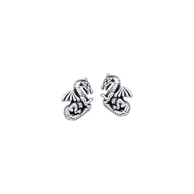 Dragon Stud Earrings (Sterling Silver) - Dragons & Mystical Beings