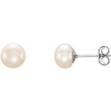 Sterling Silver 6-7 mm White Freshwater Cultured Pearl Earrings