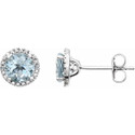 Sterling Silver Aquamarine & .01 CTW Diamond Earrings