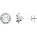 Sterling Silver Lab-Created White Sapphire & .01 CTW Diamond Earrings