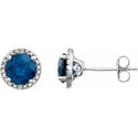 Sterling Silver Lab-Created Blue Sapphire & .01 CTW Diamond Earrings