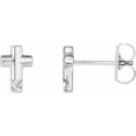 Sterling Silver .03 CTW Diamond Cross Earrings