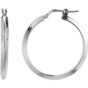 Sterling Silver 24 mm Round Knife Edge Tube Style Hoop Earrings