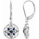 Sterling Silver Sapphire & .07 CTW Diamond Earrings