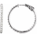 Sterling Silver Cubic Zirconia Inside-Outside 29.5 mm Hoop Earrings