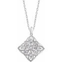 Sterling Silver 1/10 CTW Diamond Granulated Filigree 18" Necklace