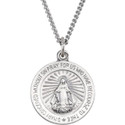Sterling Silver 18 mm Miraculous Medal with 18" Curb Chain
