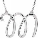 Sterling Silver Script Initial M 16" Necklace