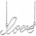 Sterling Silver .08 CTW Diamond "Love" Design 18" Necklace