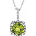 Sterling Silver 7 mm Peridot & .015 CTW Diamond 18" Necklace