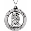 Sterling Silver 32.5 mm St. Christopher Medal Necklace