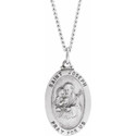 Sterling Silver 25x18 mm St. Joseph Oval Necklace