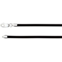 Sterling Silver 3 mm Black Rubber 16" Necklace
