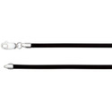 Sterling Silver 3 mm Black Rubber 20" Necklace