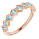 14K Rose Natural Aquamarine Stackable Ring