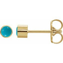 14K Yellow Natural Turquoise Bezel-Set Earrings