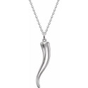 Sterling Silver Italian Horn 16-18" Necklace