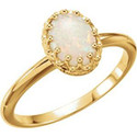 14K Yellow Natural White Opal Crown Ring